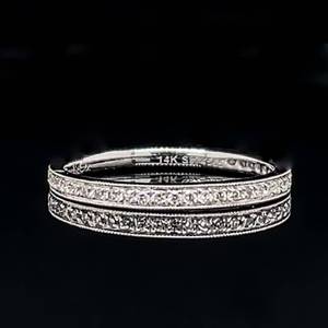 lot 60 image: Designer Gabriel &amp Co. Slim Diamond Band in 14k White Gold Stackable, Wedding, or Anniversary Style $2000 Retail