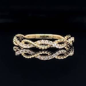 lot 33A image: Brand New Infinity-Forever Love Diamond Ring, Stacking or Wedding Band Style in 14k Yellow Gold $1250 Retail