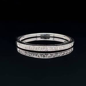 lot 50 image: Versatile Classic Sparkling 0.10ctw Diamond Band, Wedding or Stackable Ring in 10k White Gold.