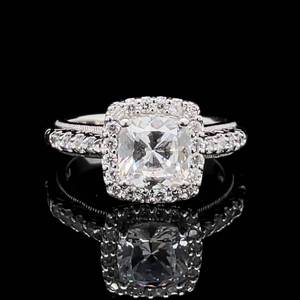 lot 88 image: TACORI High-End Designer Cushion Halo Cluster Cubic Zirconia Engagement Ring.
