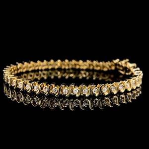 lot 10 image: 2.00 Carat Diamond Tennis Bracelet in 14k Yellow Gold ( Dia. SI-GH ) Just Polished, Great Condition $4,350 Retail