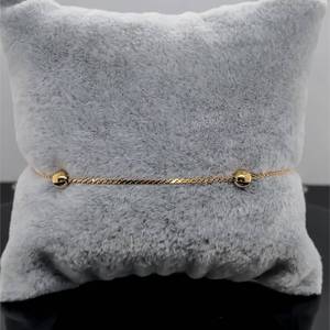 lot 46 image: Vintage Estate Bead-Ball Link Flattened Serpentine Chain Layering Bracelet in 18k Yellow Gold