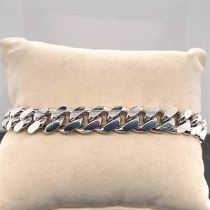 lot 50A image: New Miami Cuban Link Bracelet in 925 Sterling Silver, 9.25mm Wide and Heavy 44.25 Grams