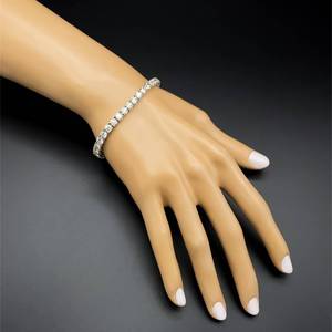 lot 4A image: Impressive 12.62 Carats Diamond Tennis Bracelet, Lab Grown Diams, VS Ideal Cut 14k White Gold Eco Friendly MUST SEE  $24,850 Retail
