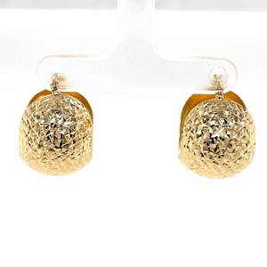 lot 61 image: Chic Statement Diamond-Cut Textured Wide Ball Hoop Estate Earrings in 14k Yellow Gold Click-Tops