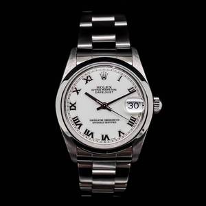 lot 15A image: Rolex Stainless Steel Oyster Perpetual Datejust, Mid-Size 31mm, Roman White Dial 100% Authentic  VIDEO