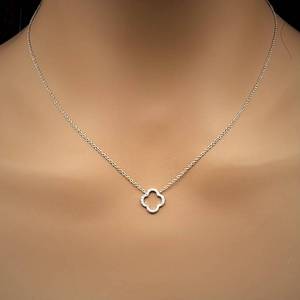 lot 8 image: Van Cleef Inspired Diamond Necklace Hottest Style French Pave Open Pendant, 14k White Gold New, No Reserve $1275 Retail