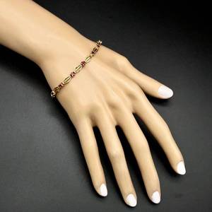lot 27 image: Fancy Link Bracelet Red Gemstones 1.50ctw in Yellow Gold $1200 Retail