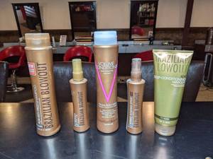lot 118 image: Brazilian Blowout Conditioning Masque, Shampoo, Conditioner, Conditioning, Dry Oil, and Ionic Bonding Spray - New