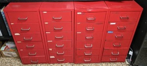 lot 10 image: Set of (4) Small Metal Filing Cabinets