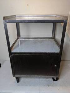 lot 48 image: Stainless Steel Rolling Cart with Lower Cabinet Storage