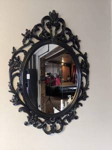 lot 96 image: IKEA Ung Drill Oval Mirror (Black)