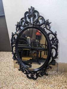 lot 98 image: IKEA Ung Drill Oval Mirror (Black)