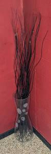 lot 165 image: Tall IKEA Pia Amsell Glass Decorative Vase with Ikea Barbro Wesslander Reeds