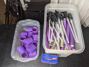 lot 83 image: Hair Rollers and Black Lotion Pump Dip Tubes
