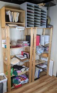 lot 52 image: Lot of 4 Wooden Storage Shelves (2 Large-Matching, 2 Small Non-Matching)