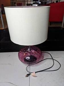 lot 143 image: Gorgeous Purple Glass Lamp with White Shade