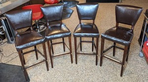 lot 29 image: Set of (4) Full Back Wood Bar Stools