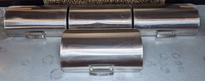 lot 23 image: Set of (4) IKEA Roll-Top Lid Steel BoxesBread Boxes - 12