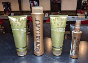 lot 109 image: Brazilian Blowout Conditioning Masque, Shampoo, Straightening Balm, and Ionic Bonding Spray - New