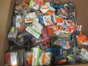 MIXED PALLET (Approximately 475  Pieces) OF BUILDING MATERIALS, DOOR HANDLES, HOME IMPROVEMENT ITEMS AND MORE - GREAT FOR RESALE