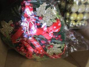 box of christmas bulbs and other ch...