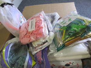 box of balloons and crafting items ...