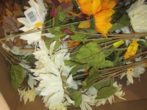 box of fake flowers ...