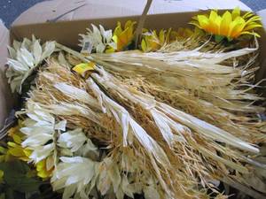 box of fake flowers ...