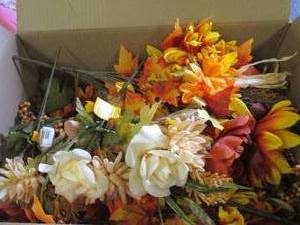 box of artificial  flowers ...