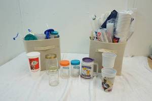 paper and plastic cups and napkins