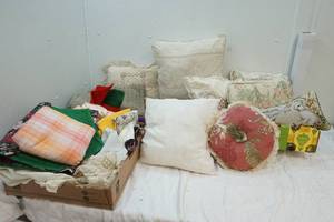 throw pillows and sewing fabric