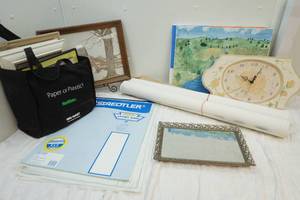 dressing mirror and used canvas