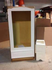 Hampton Bay Hampton Assembled 33x84x24 in. Double Oven Kitchen Cabinet in Satin White (good condition) review all pictures