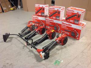 Pallet with assorted Homelite Outdoor tools various models and conditions  see pictures