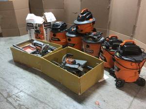Mix Lot of Ridgid Shop Vacuums (various models and conditions) (7 and 2 tile saws) review all pictures