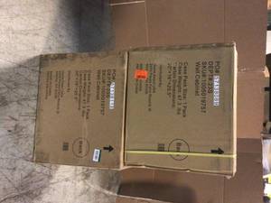 Lot of 2 (Husky Heavy Duty Welded 20-Gauge Steel Wall Mounted Garage Cabinet in Black (28 in. W x 22 in. H x 14 in. D) good condition review all pictures