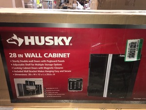 Husky Ready-to-Assemble 24-Gauge Steel Wall Mounted Garage Cabinet in Black (28 in. W x 29 in. H x 12 in. D)