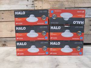 lot 58 image: (6 - Pack) Halo RL56 Series 56 in. Daylight White Selectable CCT Integrated LED White Recessed Light with Baffle White Trim 1221 Lumens