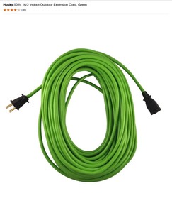 lot 1 image: (5) Husky 50 ft. 162 IndoorOutdoor Extension Cord, Green. See Pictures