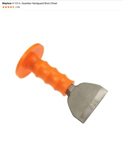 lot 4 image: Mayhew 3-12 in. Guardian Handguard Brick Chisel, Thinset Removal Bit 4.5 in. x 14 in. SDS-Max Scaling Chisel & 3 in. x 7.5 in. Round Shank Scaling Chisel. See Pictures