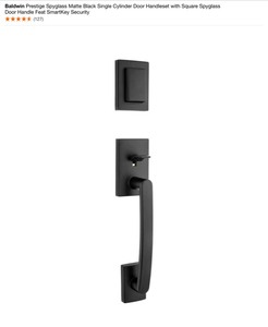 lot 8 image: Baldwin Prestige Spyglass Matte Black Single Cylinder Door Handleset & Other Baldwin Keyed EntryDeadbolts. See Pictures
