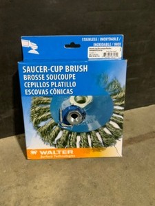 lot 19 image: WALTER SURFACE TECHNOLOGIES 7 in. Saucer Cup Brush with Knot-Twisted Wires 58 in. - 11 in. Arbor. See Pictures