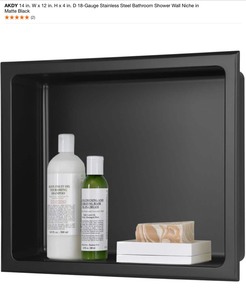 lot 44 image: AKDY 14 in. W x 12 in. H x 4 in. D 18-Gauge Stainless Steel Bathroom Shower Wall Niche in Matte Black. See Pictures