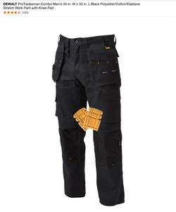 lot 52 image: DEWALT ProTradesman Combo Mens 34 in. W x 33 in. L Black Work Pant with Knee Pad & DEWALT Compound Plier Set (3-Pack). See Pictures