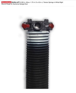 lot 60 image: DURA-LIFT 0.295 in. Wire x 1.75 in. D x 45 in. L Torsion Springs in White Right Wound Single for Sectional Garage Door. See Pictures