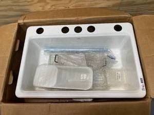 lot 63 image: KOHLER Riverby 33 Undermount Single Basin Cast Iron Kitchen Sink