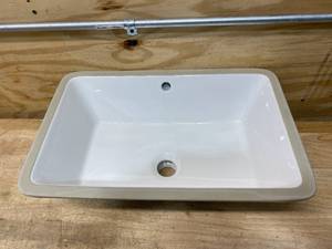 lot 100 image: AMERISINK AS223 21 x 13.5 x 7  Undermount Lavatory Porcelain Sink