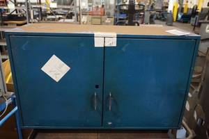 lot 23 image: Two Door Metal Wall Mount Cabinet