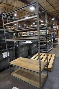 lot 42 image: Metal Shelf Unit with Particle Board Shelves